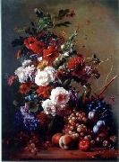 unknow artist, Floral, beautiful classical still life of flowers.068